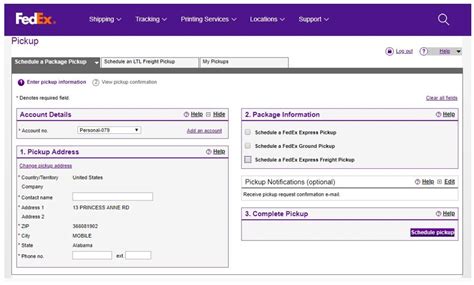 fed ex schedule pick up